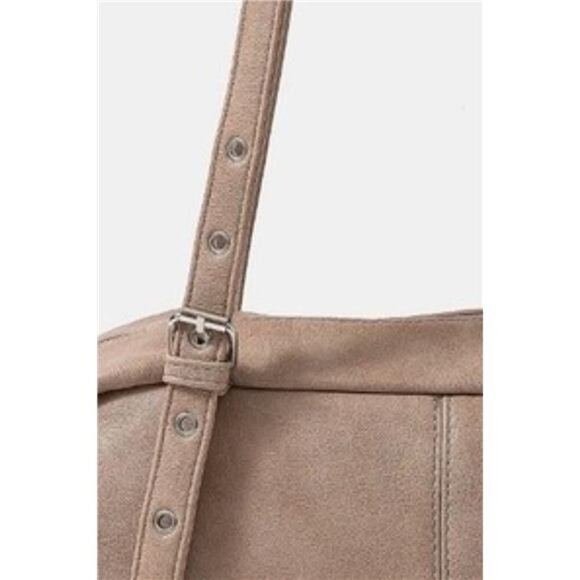 Fame Multi Grommet Belt Strap Rustic Rectangular Hand Bag - Picture 3 of 3